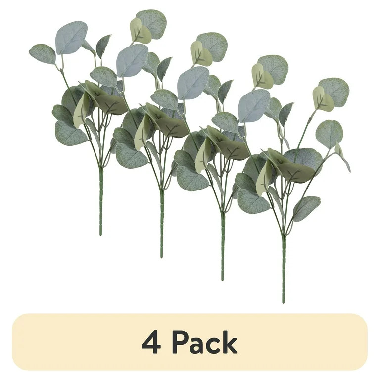 (4 pack) 13-inch Artificial Silk Green Silver Dollar Eucalyptus Greenery Pick, for Indoor Use, by... | Walmart (US)
