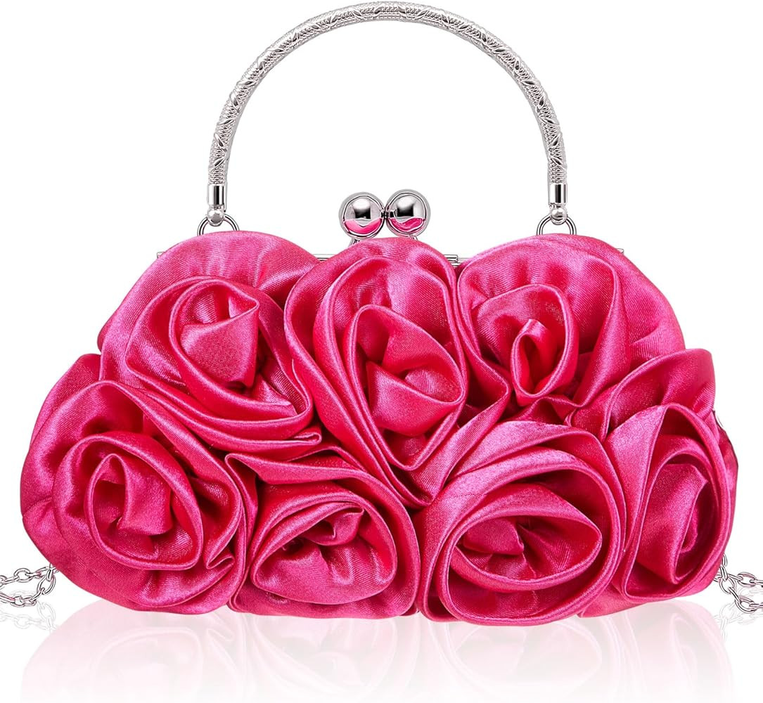 SilTriangle Women Evening Clutch, Small Floral Satin Purse with Detachable Strap for Valentine's ... | Amazon (US)