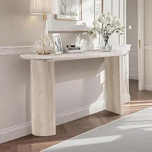 55" MDF Console Table for Entryway, Narrow Entryway Table with Faux Mars Marble Pattern, Couch Ta... | Amazon (US)