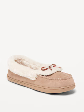 Faux-Suede Sherpa-Lined Moccasin Slippers For Women | Old Navy (US)