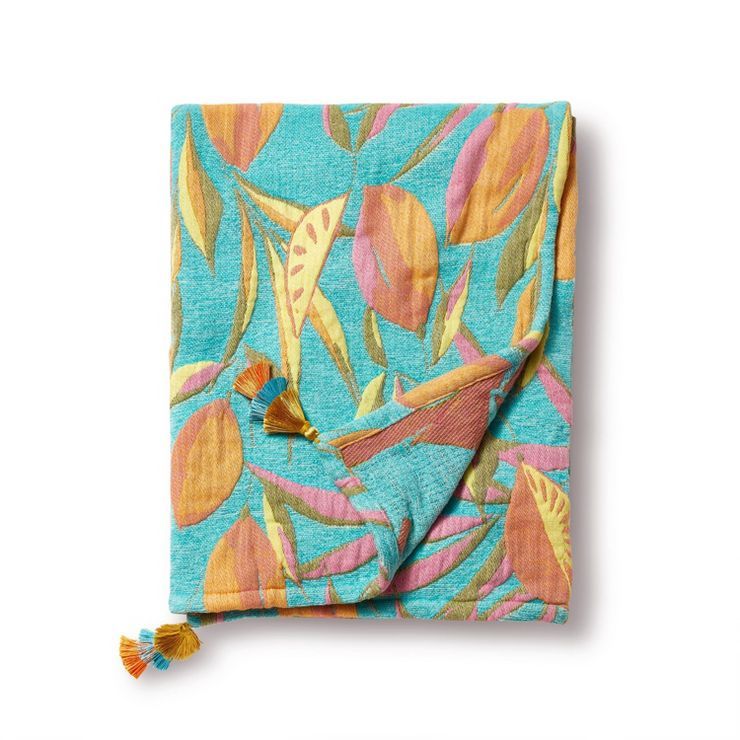 Aqua Citrus Throw Blanket with Tassels - Tabitha Brown for Target | Target