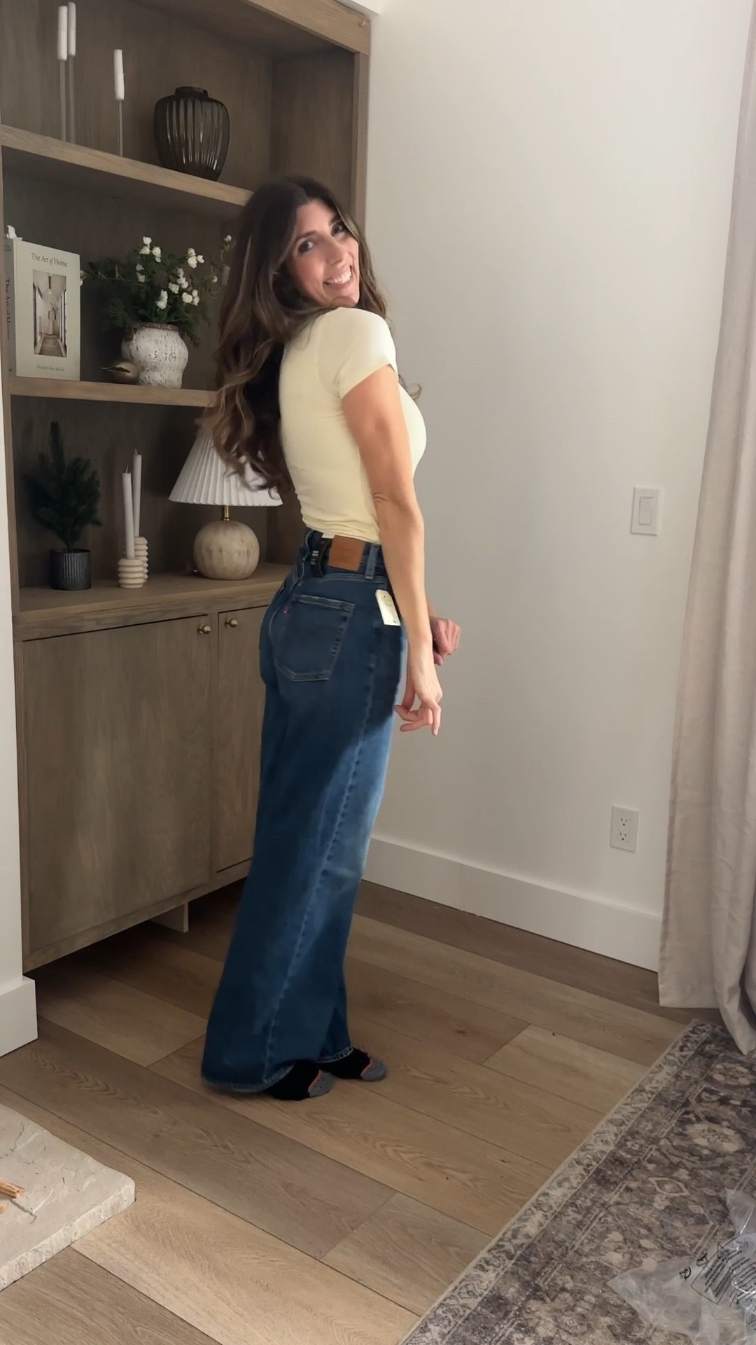 Finally found a wide leg jean that fits my tall frame, I got the 34 inseam , true to size, no stretch in jeans. The top is so pretty for spring either way the light yellow and the pretty neckline.  Jean on Amazon only go to 32inseam fyi

#LTKTall #LTKSaleAlert #LTKSpringSale