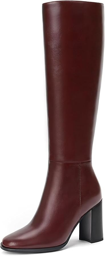 Lumeheel Women Knee High Boots Round Toe Chunky Heel Boots Gogo Boots with Side Zip Fashion Tall ... | Amazon (US)