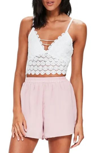 Women's Missguided Circle Lace Crop Tank, Size 10 US / 14 UK - White | Nordstrom