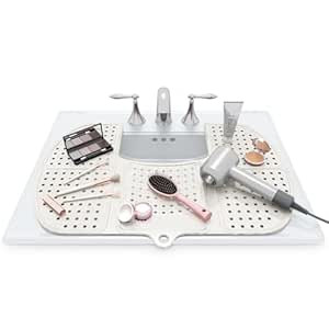 Sink Topper Bathroom Counter Cover & Storage Saver, Foldable Silicone Mat for Hot Tools, Hair Sty... | Amazon (US)