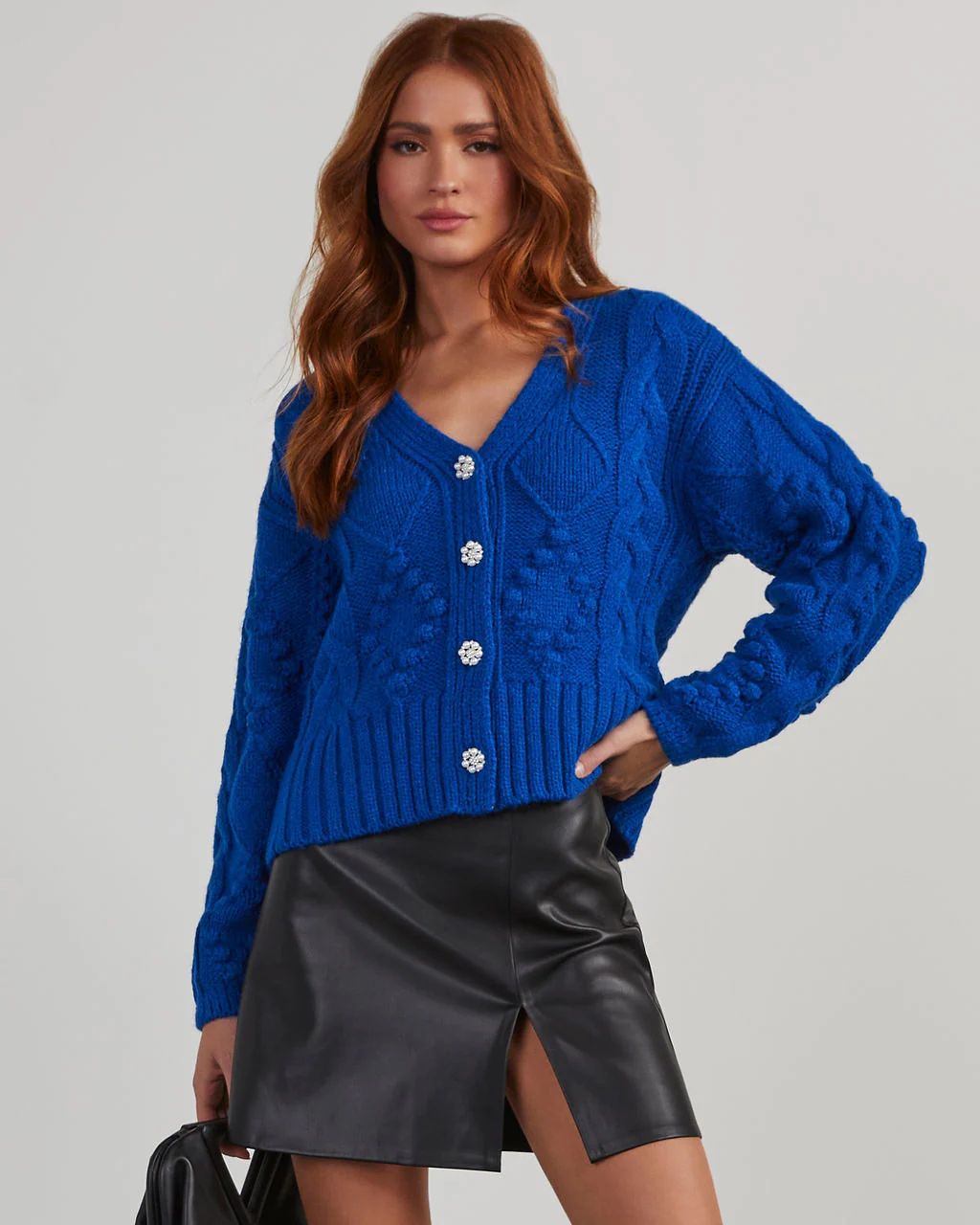 The Key To Chic Cable Knit Pom Cardigan | VICI Collection