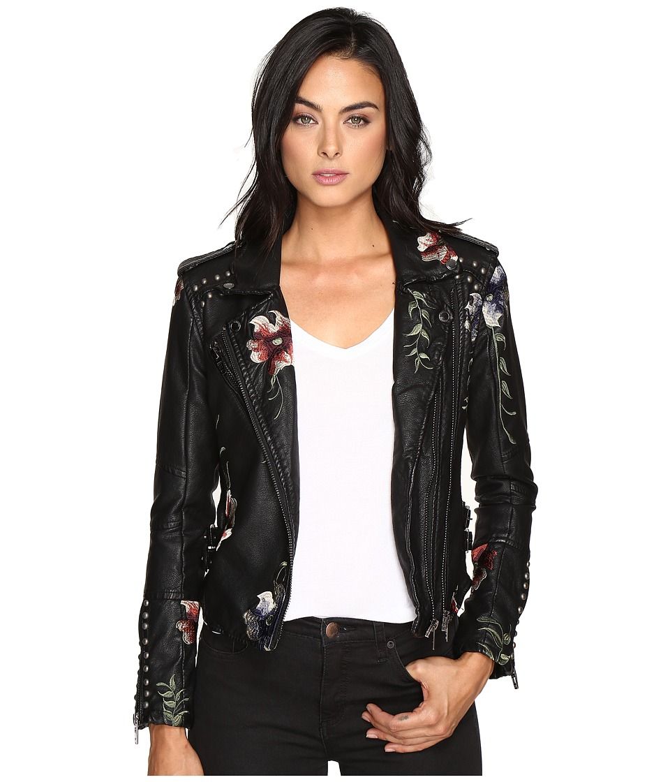 Blank NYC - Embroidered Floral Detail Studded Moto Jacket in As You Wish (As You Wish) Women's Coat | Zappos