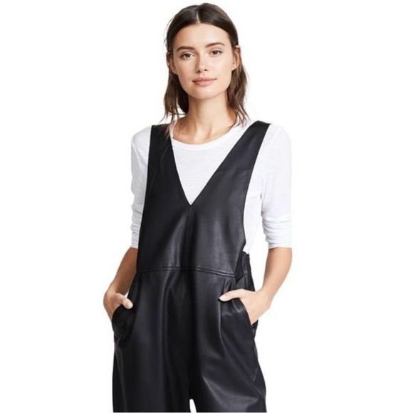 Free People NWT Vegan Leather Overalls Size M | Poshmark