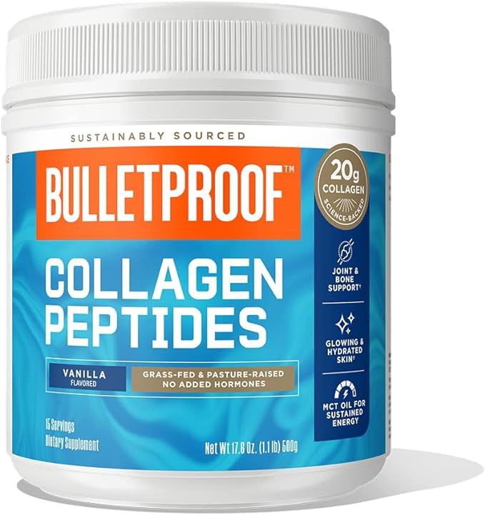 Bulletproof Vanilla Collagen Peptides Powder with MCT Oil, 17.6 Ounces, Grass-Fed Collagen Protei... | Amazon (US)