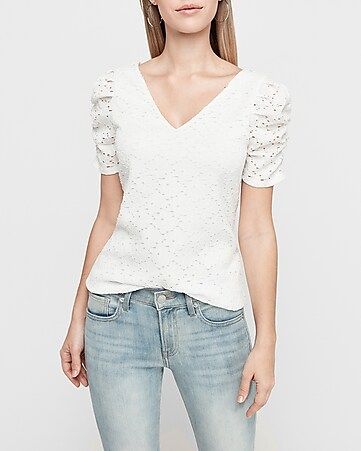 Lace Puff Sleeve Tee | Express