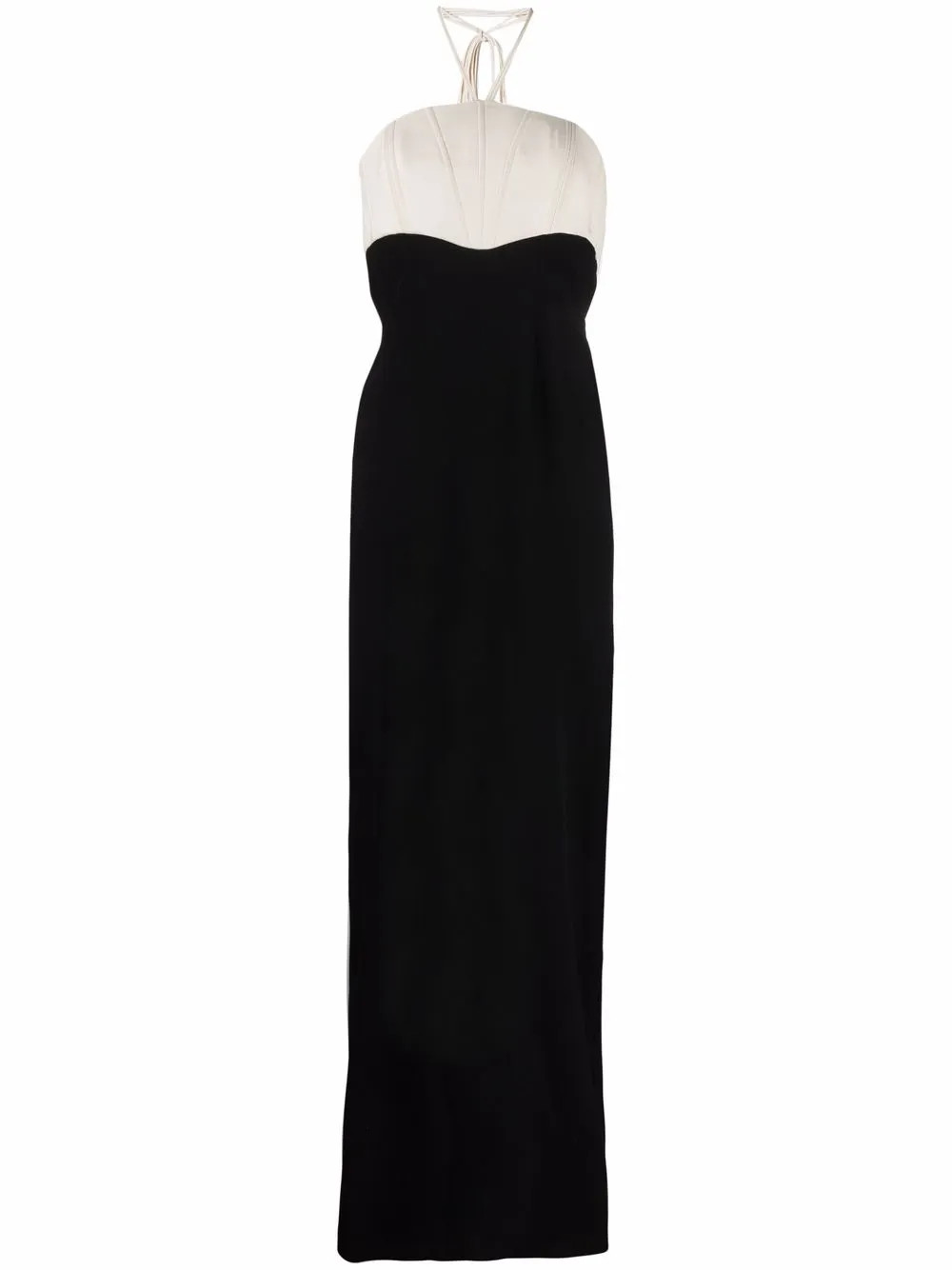 MANURI Gigi Halterneck two-tone Maxi Dress - Farfetch | Farfetch Global