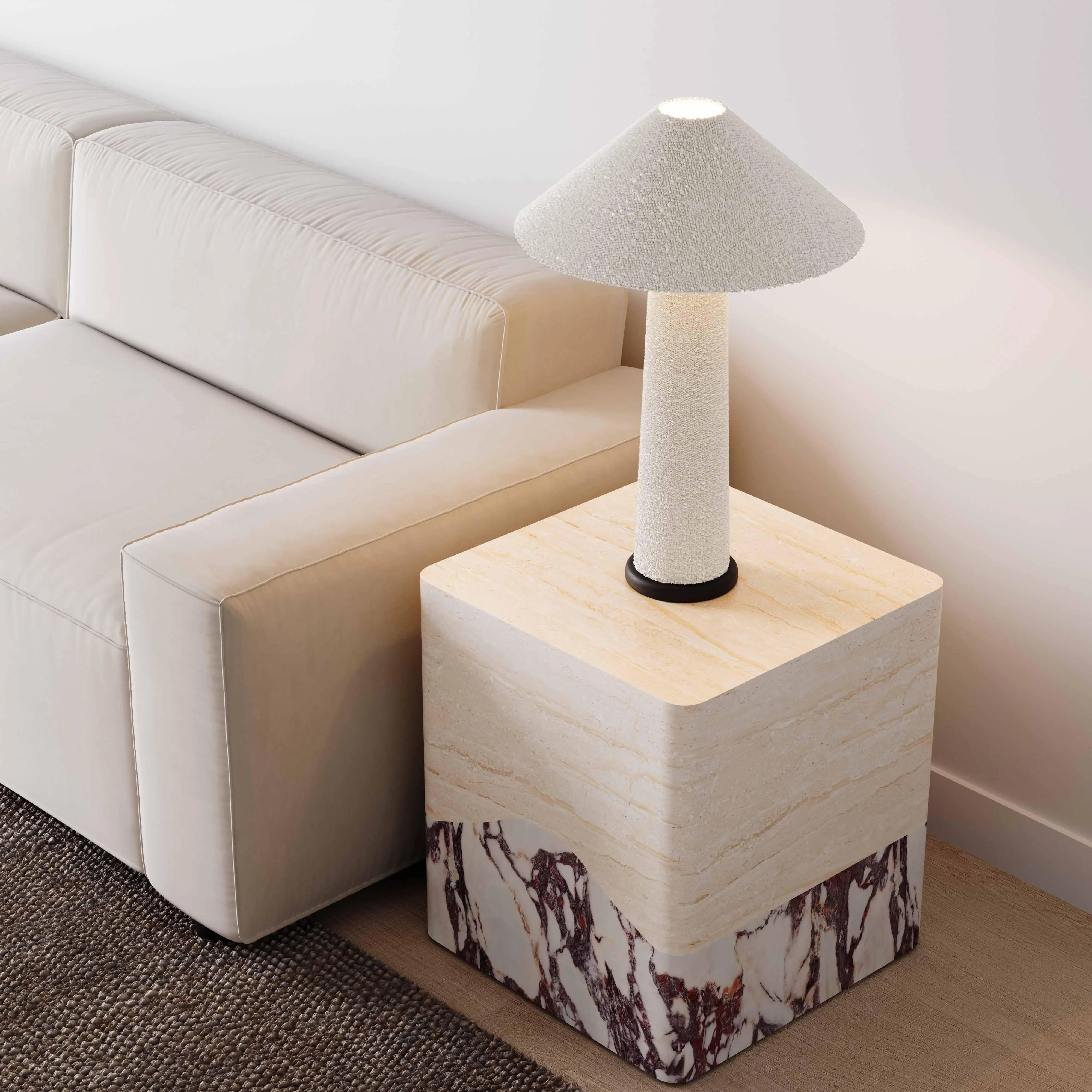 TOV Furniture Brut Outdoor Side Table, Breccia/Travertine | Ashley