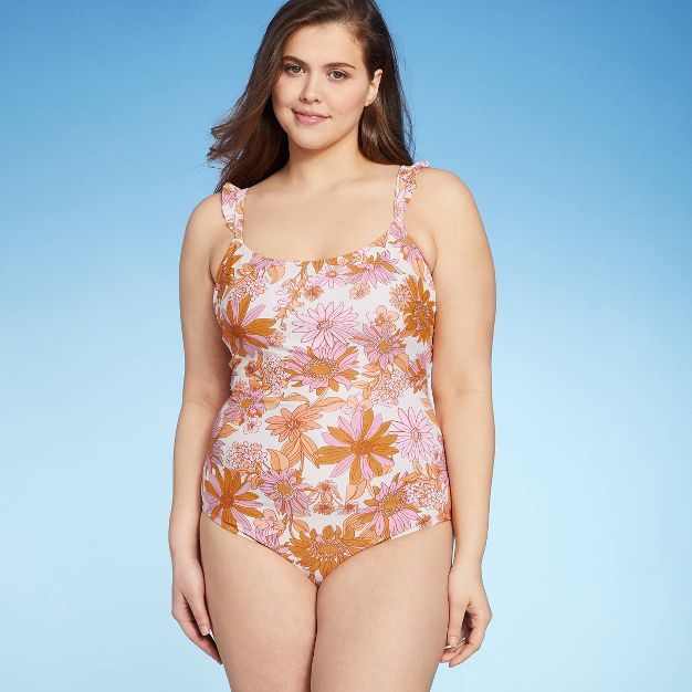 Women's Ruffle Strap Medium Coverage One Piece Swimsuit - Kona Sol™ Multi | Target