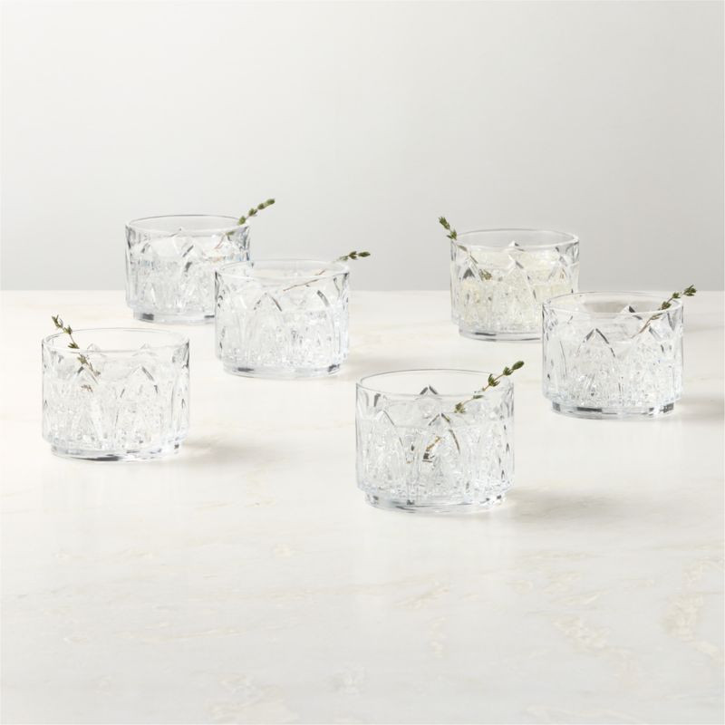 Buchanan Clear Stacking Double Old-Fashioned Glasses Set of 6 + Reviews | CB2 | CB2