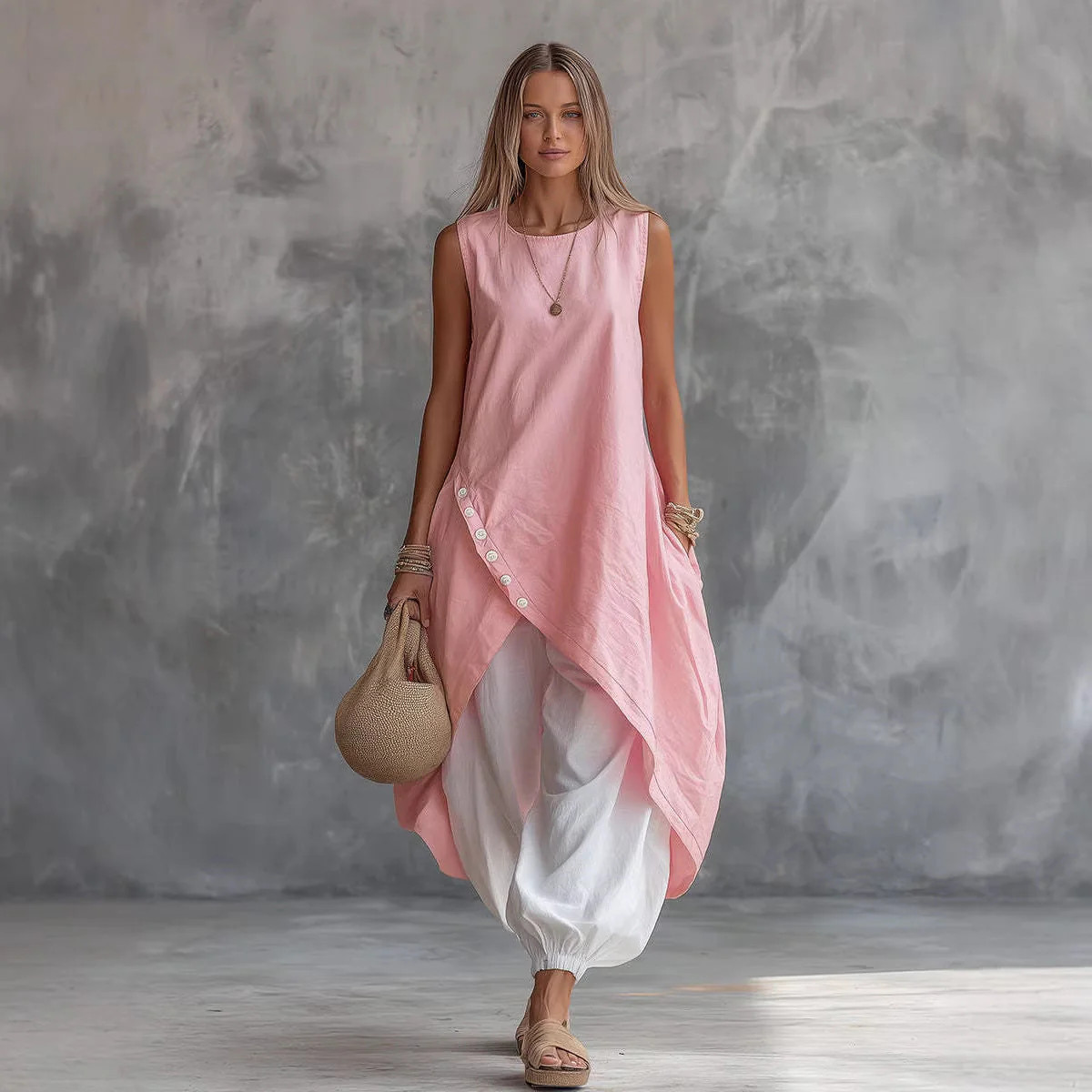 Solid-Color Sleeveless Loose-Fit Dress With Patch Pockets | Zulily