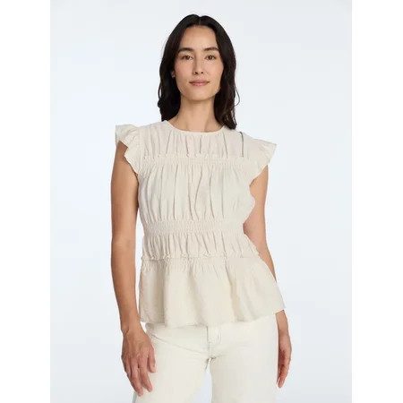 Time and Tru Women's Sleeveless Smocked Femme Top, Sizes XS-XXXL | Walmart (US)