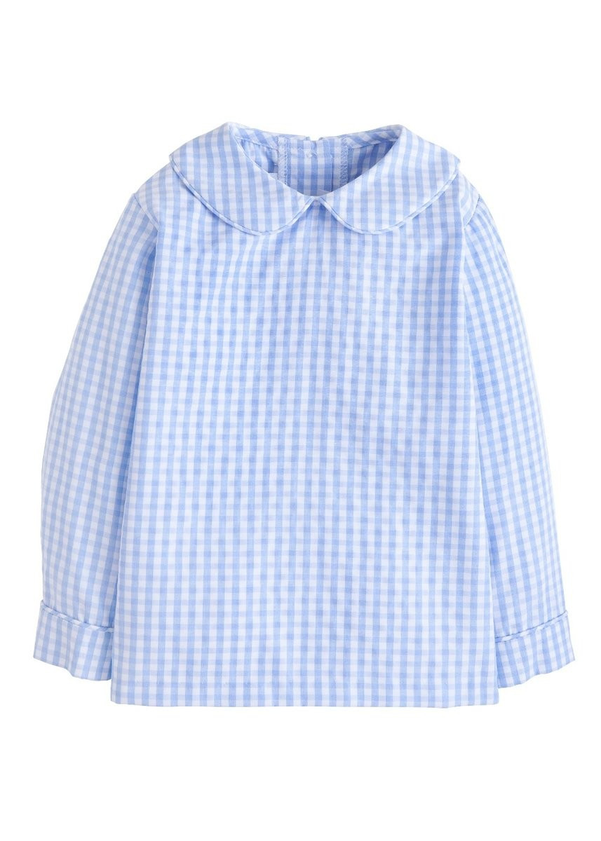 Peter Pan Shirt - Airy Blue Plaid | Little English