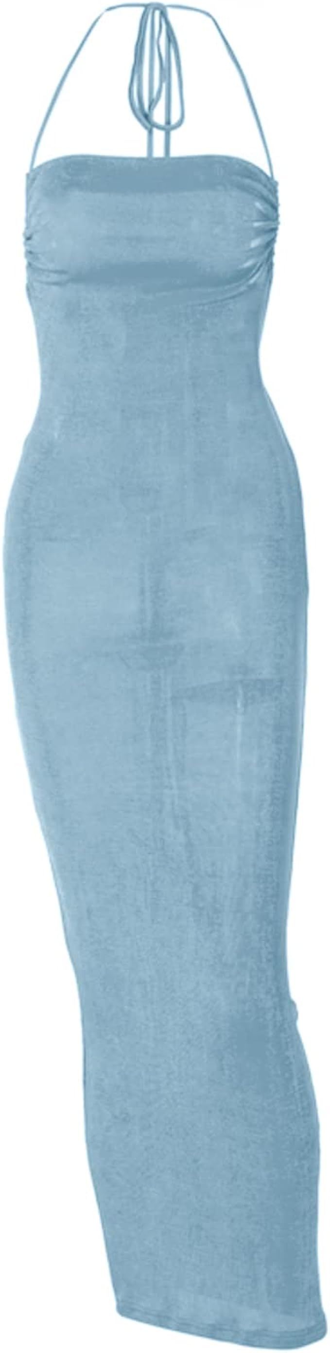 pengnight Women Slip Cutout Backless Maxi Dress Spaghetti Strap Bodycon Cami Dress Sleeveless Hol... | Amazon (US)