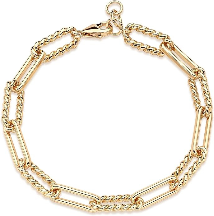 Mevecco Gold Beaded Bracelets,18K Gold Plated Handmade Cute Satellite Diamond Cut Oval and Round ... | Amazon (US)