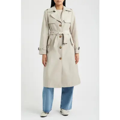 Sam Edelman Tie Belt Trench Coat in Navy at Nordstrom, Size Small | Nordstrom