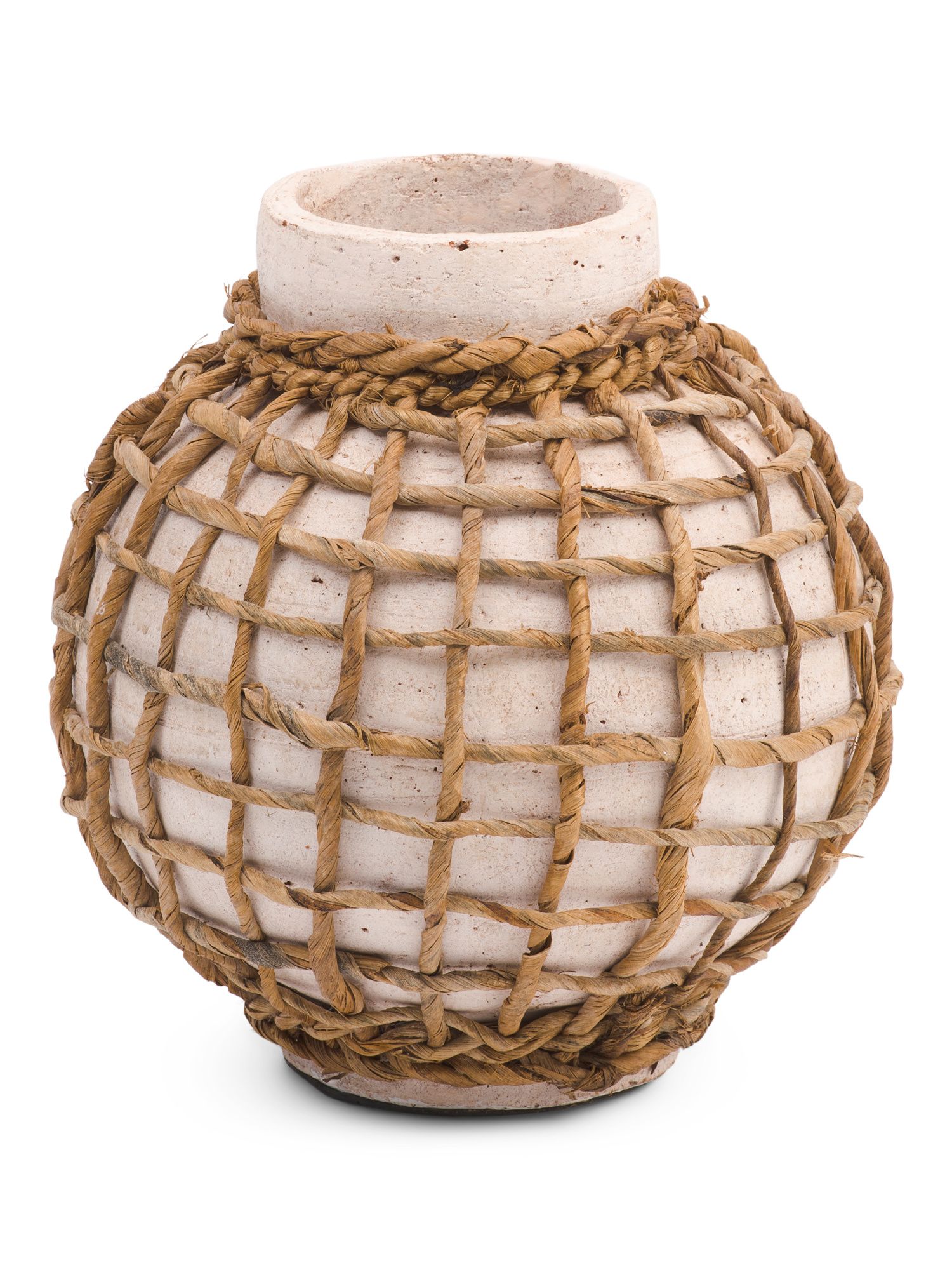 Terracotta Vase With Rattan Wrap | TJ Maxx
