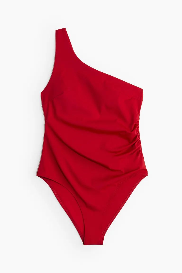 Light Shape One-shoulder Swimsuit - Red - Ladies | H&M US | H&M (US + CA)