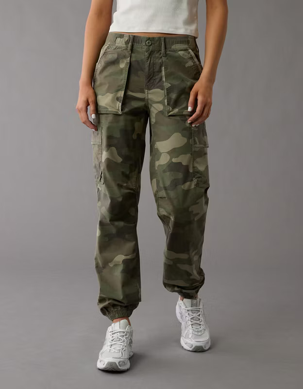 AE Stretch High-Waisted Baggy Cargo Jogger | American Eagle Outfitters (US & CA)