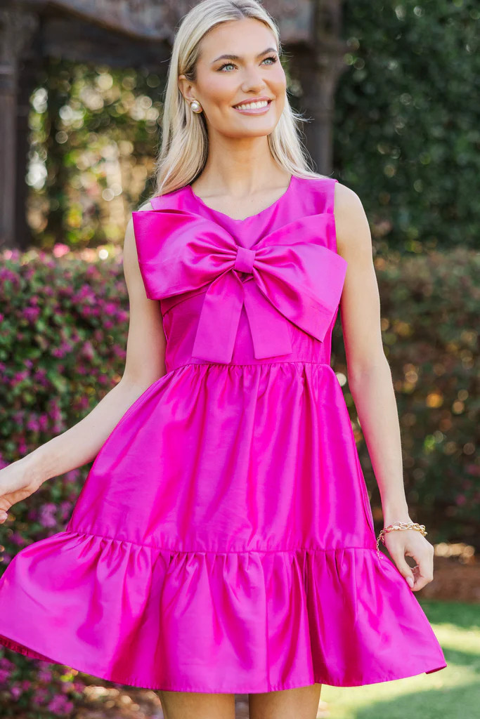 The Grand Entrance Fuchsia Bow Dress | The Mint Julep Boutique