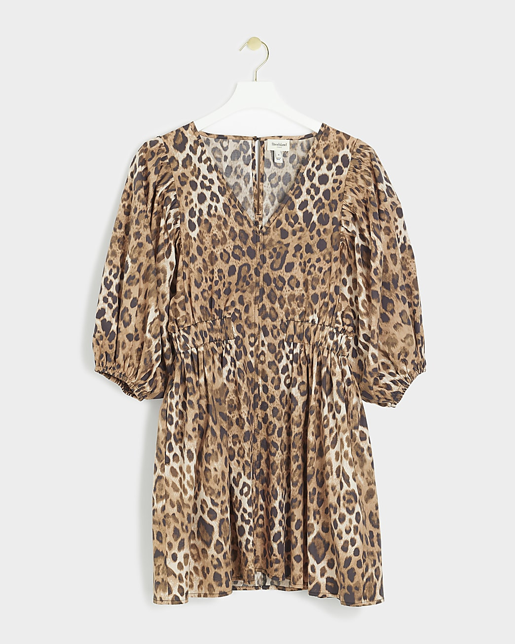 Brown leopard print smock mini dress | River Island (UK & IE)
