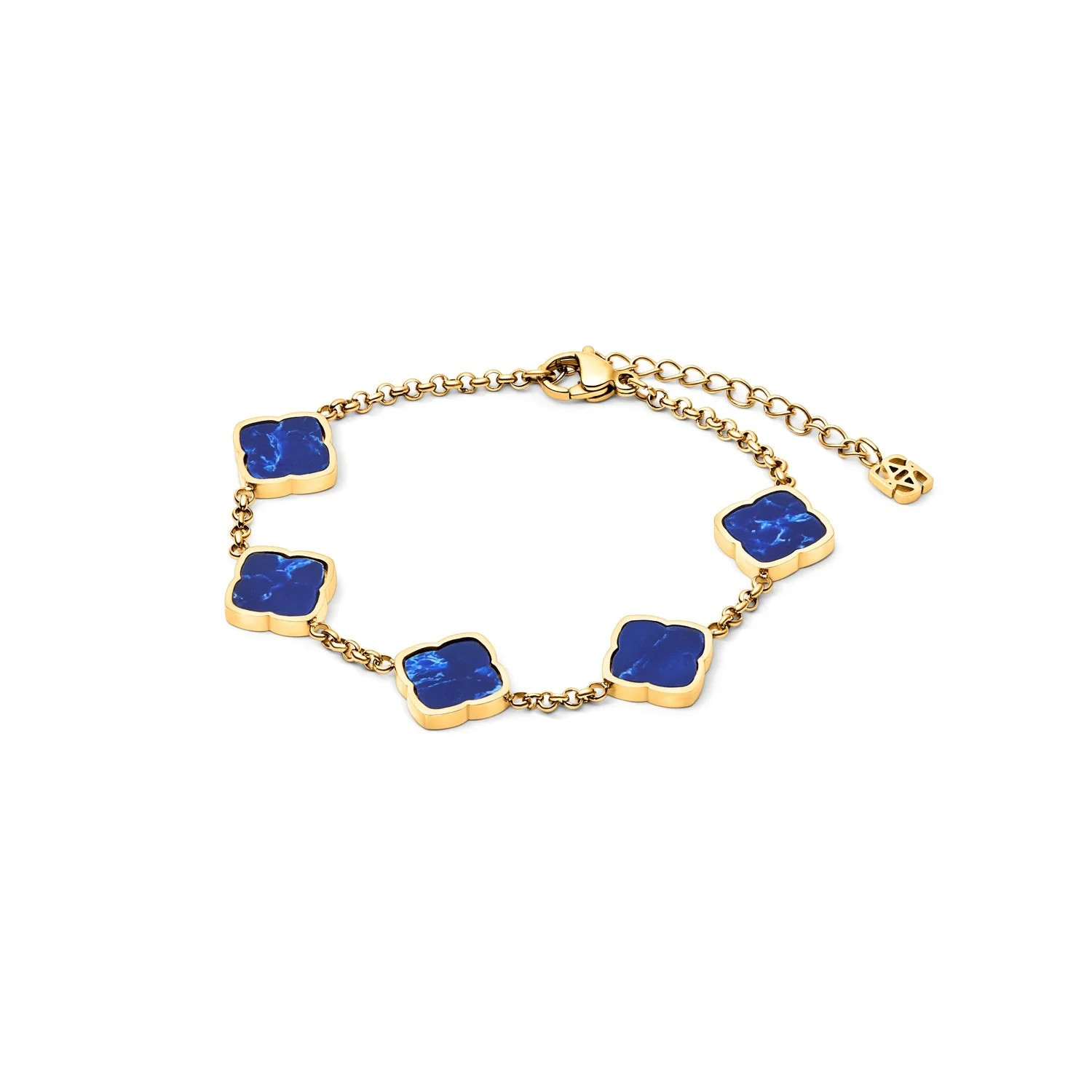 Blue Lace Agate Multi Clover Bracelet (Gold) | Abbott Lyon