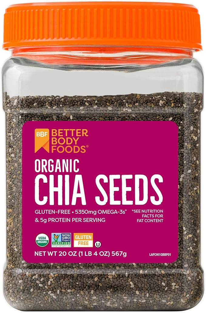 BetterBody Foods Organic Chia Seeds with Omega-3, Non-GMO, Gluten Free, Keto Diet Friendly, Vegan... | Amazon (US)