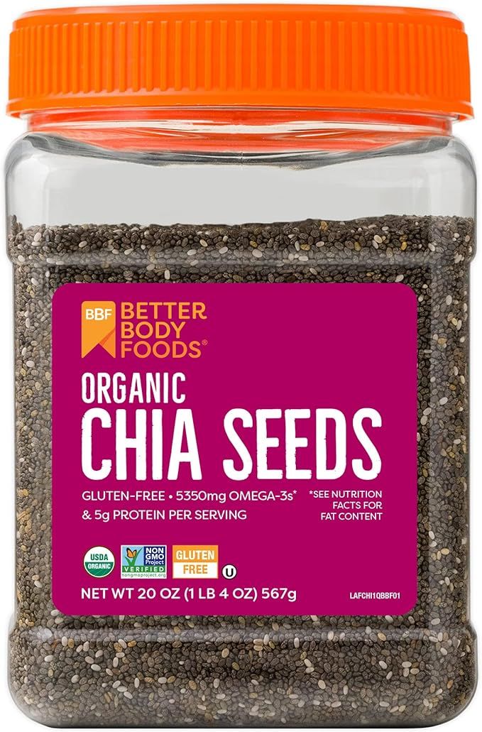 BetterBody Foods Organic Chia Seeds with Omega-3, Non-GMO, Gluten Free, Keto Diet Friendly, Vegan... | Amazon (US)