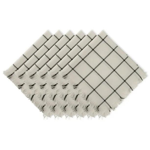 DII Black Check Fringed Napkin (Set of 6) - Walmart.com | Walmart (US)