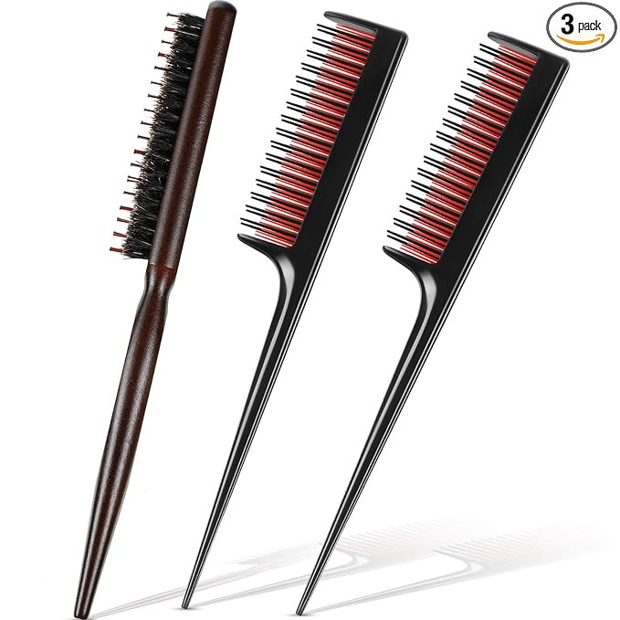 Patelai 3 Pcs Hair Teasing Comb Set Includes 2 Nylon Triple Comb and Boar Bristle Teaser Brushes ... | Amazon (US)