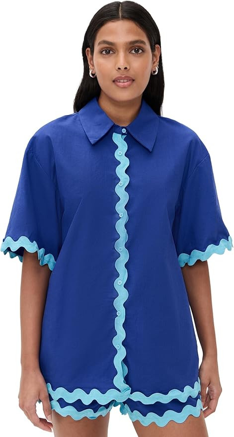 English Factory Women's Scallop Detailed Short Sleeves Shirt | Amazon (US)