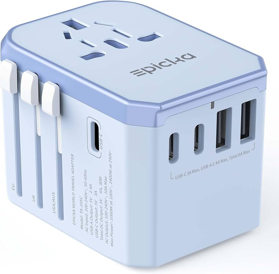 EPICKA Universal Travel Adapter, International Power Plug Adapter with 3 USB-C and 2 USB-A Ports,... | Amazon (US)