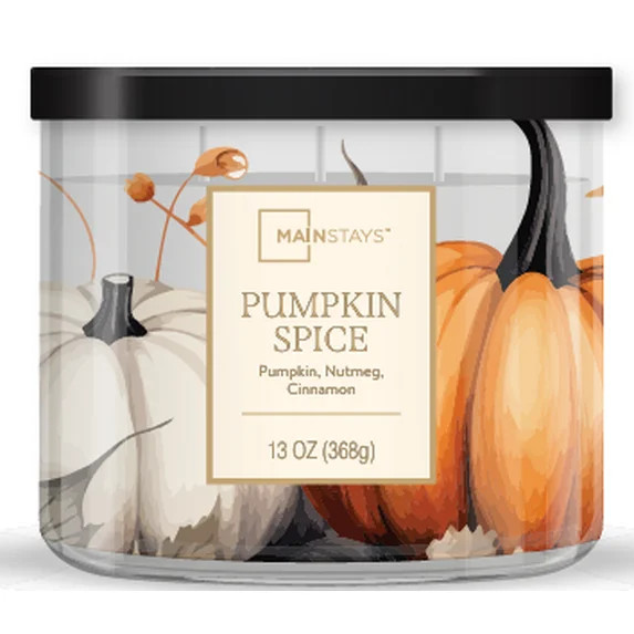 Mainstays 3-Wick Pumpkin Spice With a Pumpkin Design, 13-Ounce | Walmart (US)