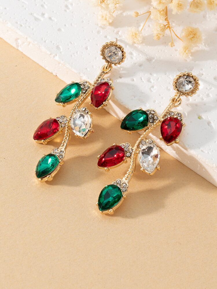 Rhinestone Leaf Drop Earrings | SHEIN
