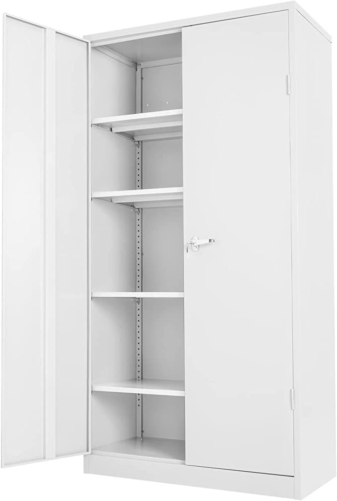 Greenvelly Locking Cabinet, 72x36x18 White Metal Storage Cabinet with Doors and 4 Shelves, Large ... | Amazon (US)