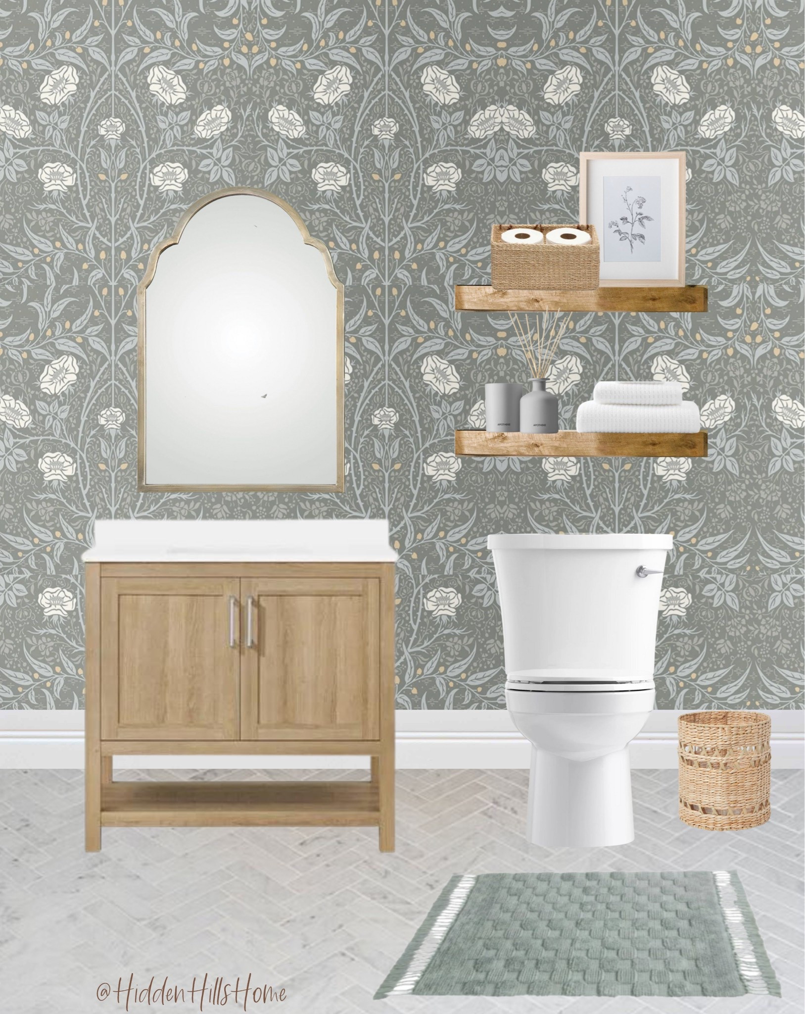 Powder Bathroom, Bathroom Decor, Home Decor, Bathroom Mood Board, Vanity, Bathroom Mirror, Bathroom shelves #bathroom #powderbath

#LTKHome #LTKSaleAlert #LTKSeasonal