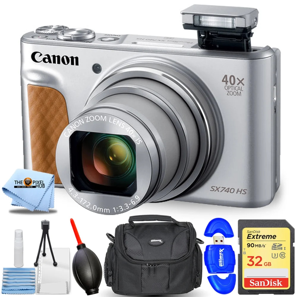 Canon PowerShot SX740 HS Digital Camera (Silver) 2956C001 - 7PC Accessory Bundle | Walmart (US)