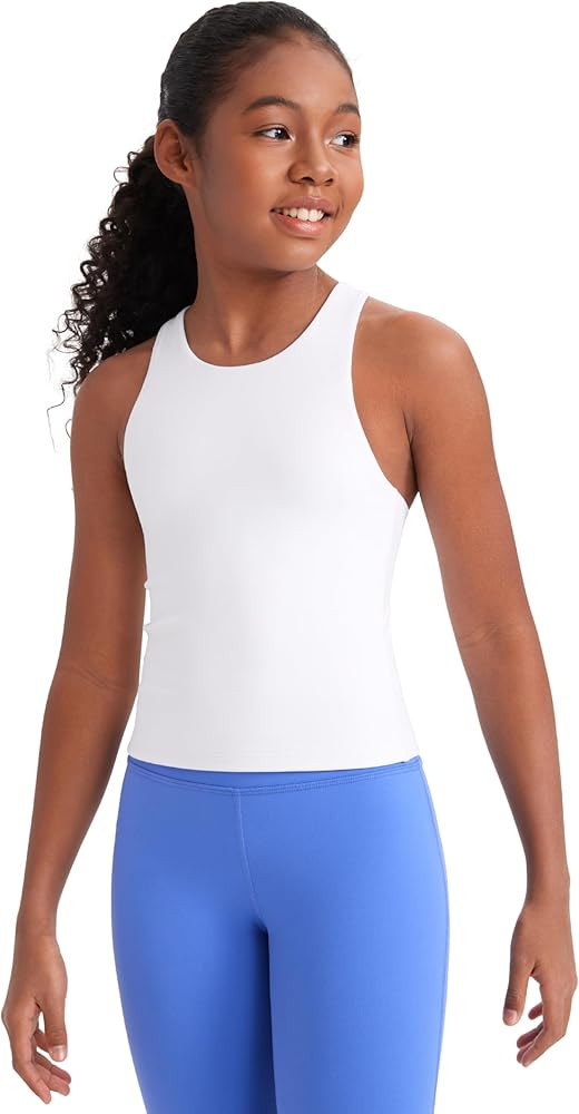 CRZ YOGA Girls Butterluxe Double Lined Racerback Tank Tops Waist Length - High Neck Dance Yoga At... | Amazon (US)