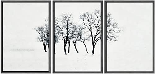 SIGNWIN Framed Canvas Print Wall Art Set Black & White Winter Tree Landscape Nature Wilderness Photo | Amazon (US)