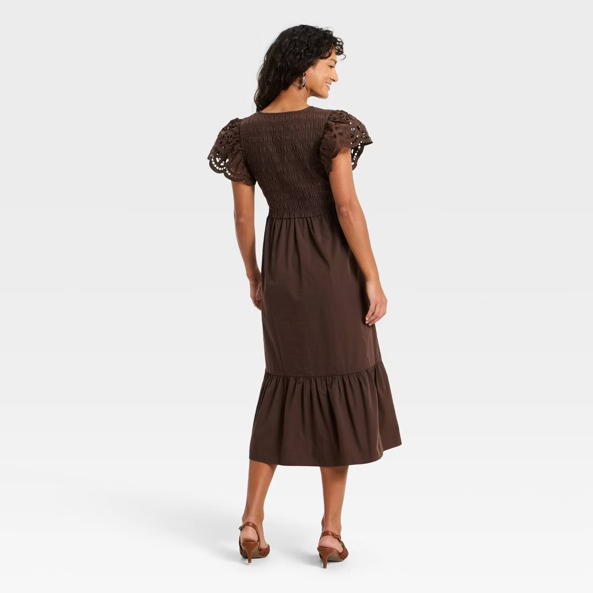 Women's Flutter Short Sleeve Smocked Midi A-Line Dress - Universal Thread™ | Target