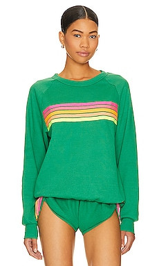 Aviator Nation X REVOLVE 5 Stripe Crew Sweatshirt in Kelly Green & Neon Yellow from Revolve.com | Revolve Clothing (Global)