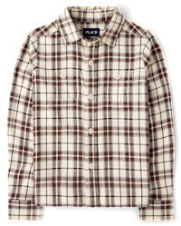 Boys Plaid Flannel Button Up Shirt - BLACK | The Children's Place