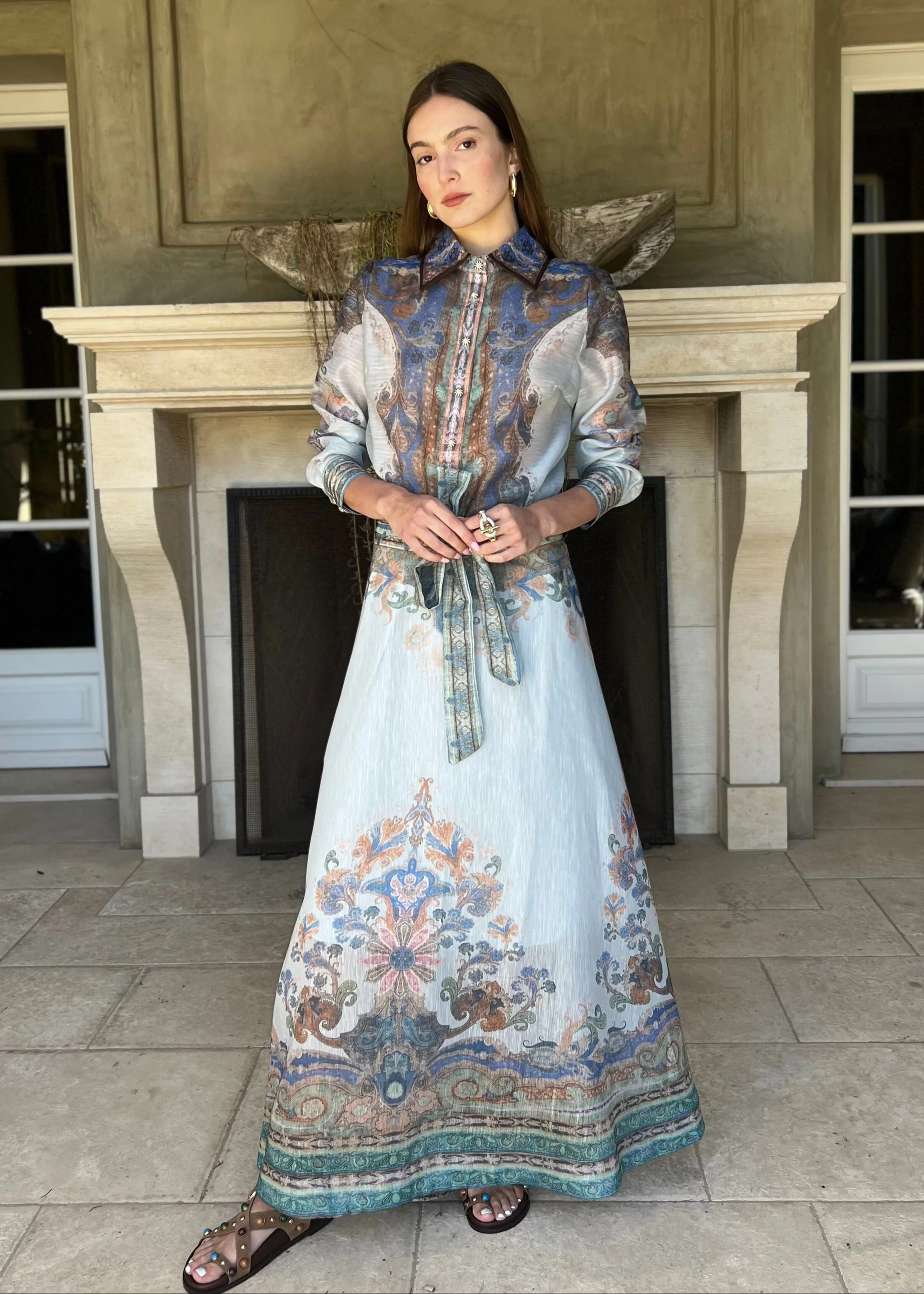 Katherine Long Sleeve Button Down Top - Blue | Benaar La