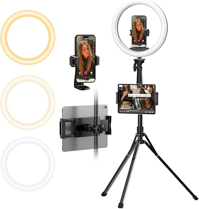 UBeesize 12" Ring Light with 74" Extendable Tripod Stand & iPad, Phone Holder, LED Circle Light w... | Amazon (US)