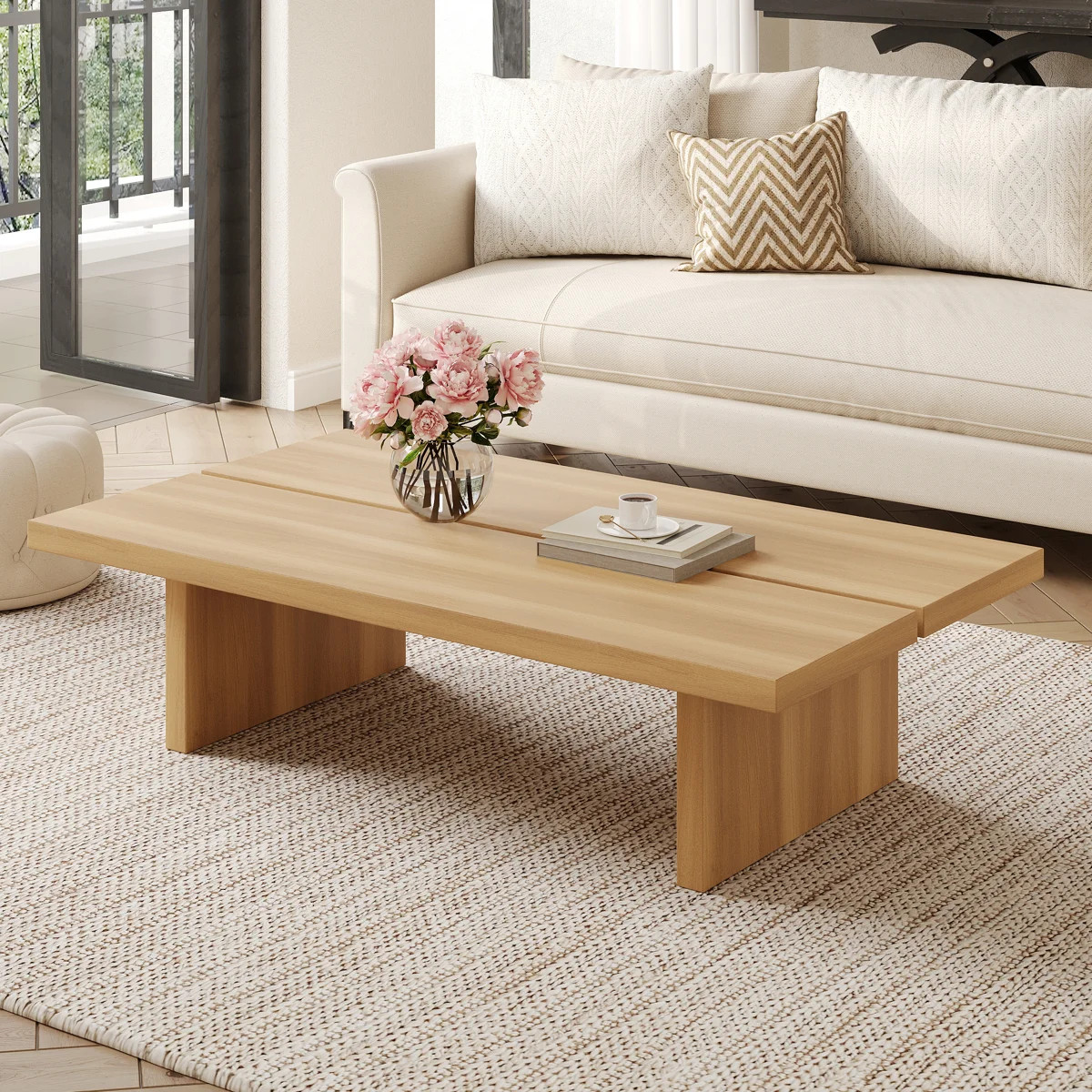 47"Modern Wood Coffee Table, Rectangler Sled Coffee Table for Livingroom | Wayfair North America