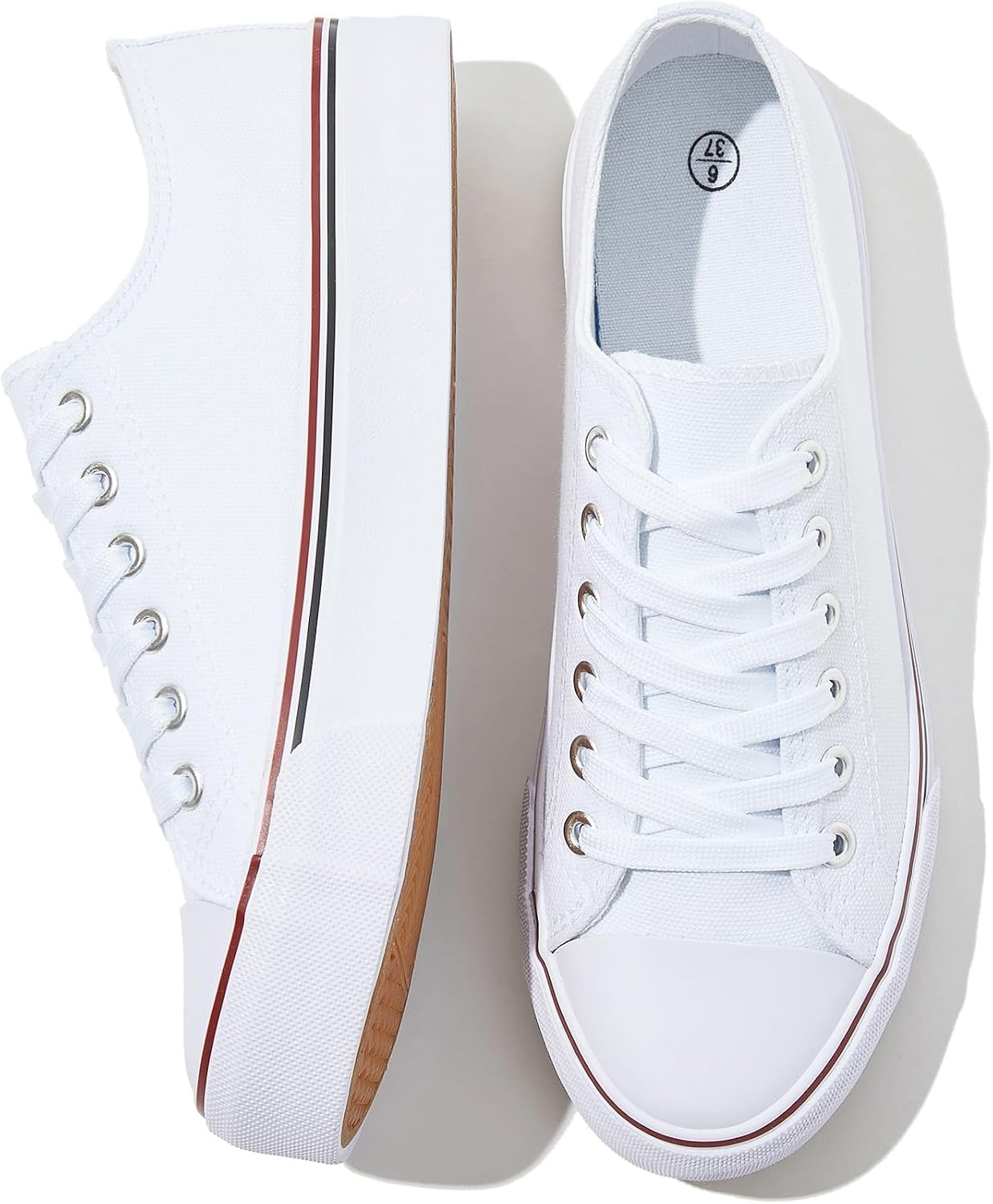 FRACORA Womens White Canvas Sneakers Black Tennis Shoes | Amazon (US)